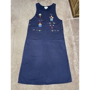 Christopher & Banks Jumper Women Blue Embroidery Bird House‎ 12 Vintage Y2K